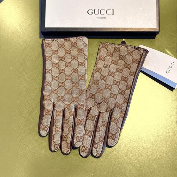 Gucci Brown GG Monogram Gloves - Picture 5 of 9